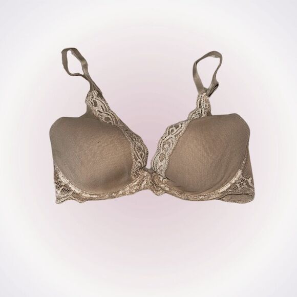 Natori nude soft cup bra with lace trim | Sz 30D - Picture 1 of 8